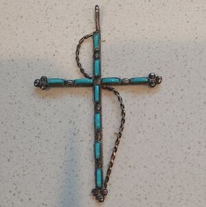 Silver And Turquoise Cross.